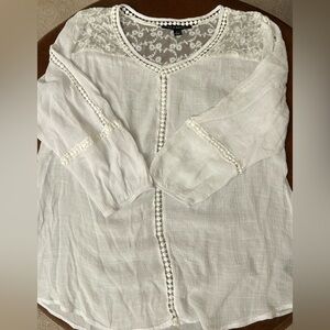 Zac & Rachel Ivory Lace Accent Top